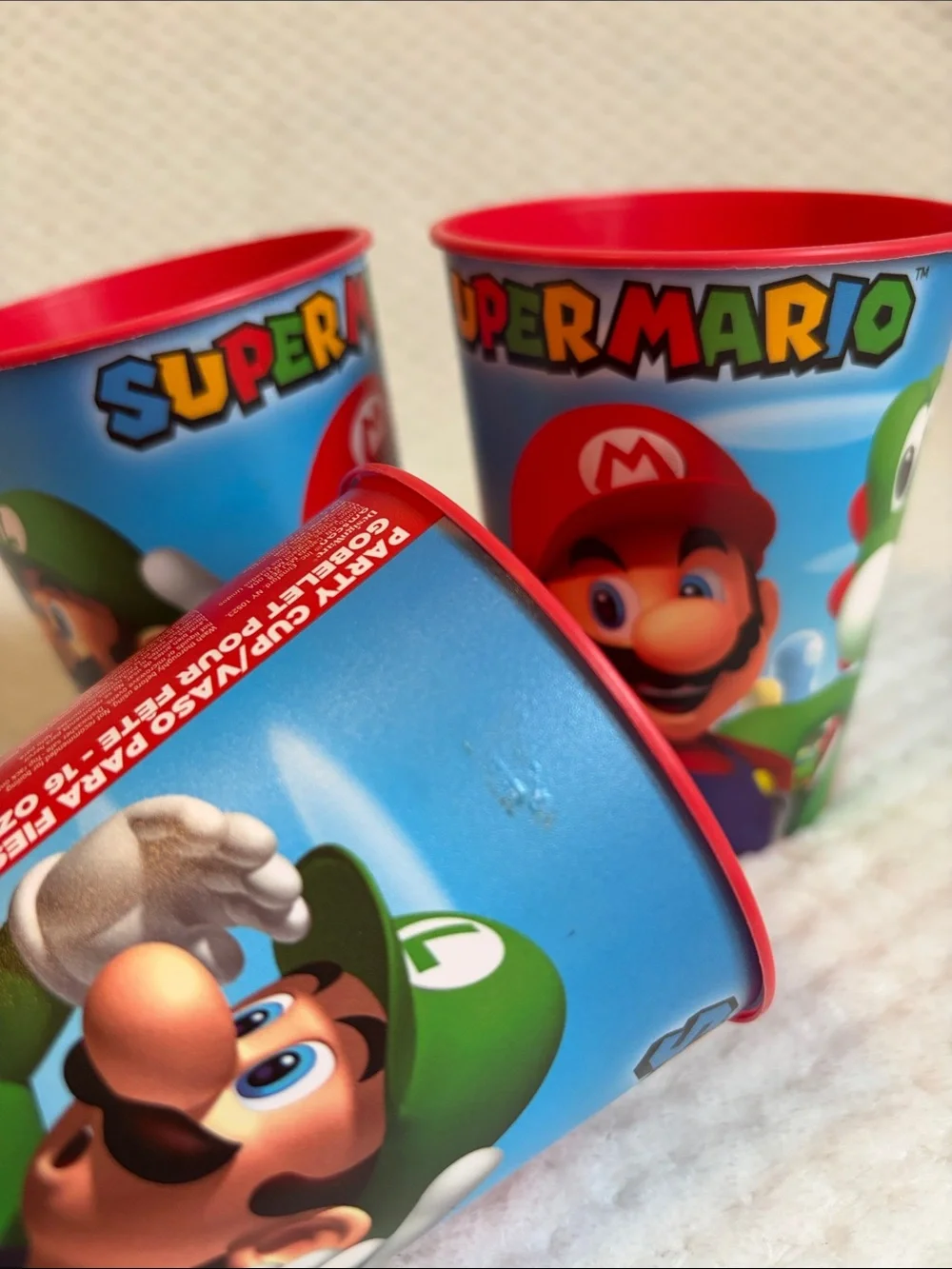 Nintendo Super Mario Plastic Party Cups 16 Oz - 3 Pack